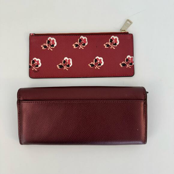 Coach Pop Slim Envelope Wallet Bramble Rose Metallic Cherry Floral F53570 - Picture 2 of 15